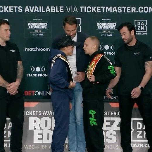 75K views · 234 reactions | Some face off ‍ The full 7 minute mic'd up head to head will be dropping shortly over on YT  #RodriguezEdwards | Matchroom Boxing | Facebook
