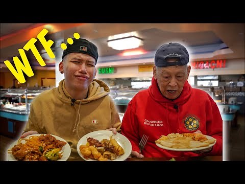 Chinese Grandpa Tries Chinese Buffet Food for the First Time!