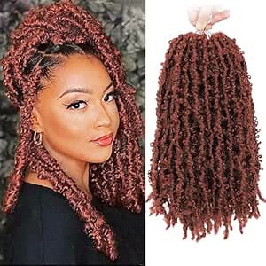 Aksice 14 Inch 8 Packs Butterfly Locs Crochet Hair Pre Looped Distressed Butterfly Locs Crochet Braids Soft Faux Locs Most Natural Hair Extension for Women (14 Inch, 350)