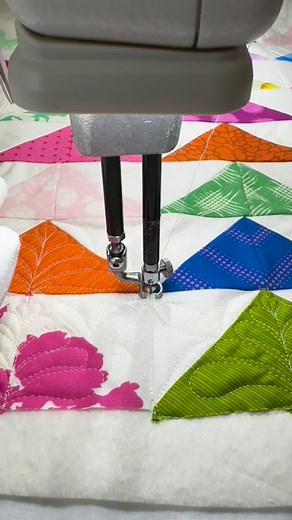 I tend to always want to make feathers in triangles. Nothing wrong with that since there are SO many different types of feathers. Do you have a go to design for triangles? Share in the comments. In the Evolve membership, I break this design down step by step - first drawing then stitching. If you need a push to keep your free motion quilting momentum going - I think you’ll like it in Evolve. Comment YES and I’ll send you the info. #fmq #freemotionquilting #freemotionembroidery #marygoroundquilts