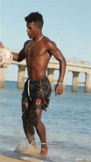 Beach Football Skills: Four Friends Showing Amazing Footwork on the Sand