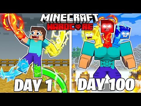 I Survived 100 Days as ELEMENTAL STEVE in HARDCORE Minecraft