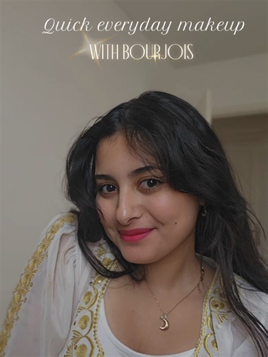 A quick 5 minute glow up for a simple look using only makeup from @BourjoisParis 1. First step is to clean and moisturize the skin of course. 2. Then I applied the Healthy Mix foundation (Shade 54N Beige), it's very hydrating and marries the skin instantly and naturally. 3. For a little color I used their new cream blush (shade 04 Sunbeam Peach), very creamy and subtle. 4. Finally I ended with the Cloud Crème Velvet Matte liquid lipstick (shade 07 Red-Y or Not), I love how, unlike other matte li