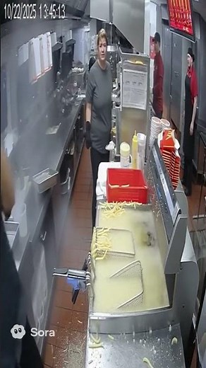 McDonald’s fryer explodes — chaos in the kitchen! 🍟💥 CCTV footage