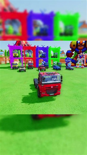 Garage with Colors - ALL MIXER TRUCK WITH DOUBLE FLATBED TRAILER TRUCK, RENAULT, CHEVROLET - FS22