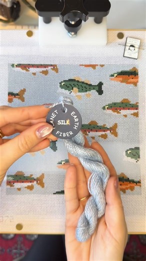 Dogwood Needlepoint on Instagram: "A new month, a new needlepoint project! I've been eager to stitch my stream of fish design for a while now, and I'm thrilled to finally start! #needlepoint #needlepointnation #needlepointersofinstagram #needlepointcanvas #explorepage"