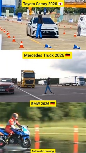 Automatic Braking System Test Car Trucks Bike اختبار نظام الكبح التلقائي سيارة شاحنات دراجات