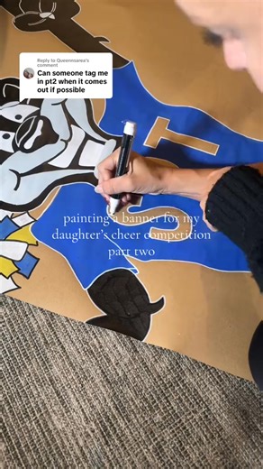 Replying to @Queennsarea almost done!!! #paintedbanner #paintwithme #DIY #cheermom #cheercompetition #painting #paint #banner | dessie.mccormick | Facebook