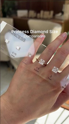 Princess Cut Diamond Size Comparison Chart - Abelini #diamond #1caratdiamond