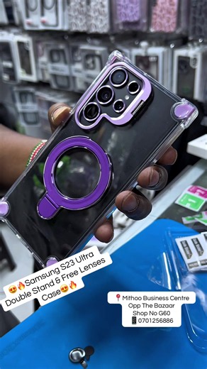 Samsung S23 Ultra Case with Double Stand and Free Lenses