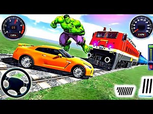 Hulk Driving Police Car Game - Train And Car Crash Racing - Android Gameplay