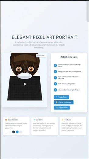 Elegant Pixel Art Portrait in HTML & CSS 🎨 | Creative Web Design Tutorial | Canvas Pixel Art