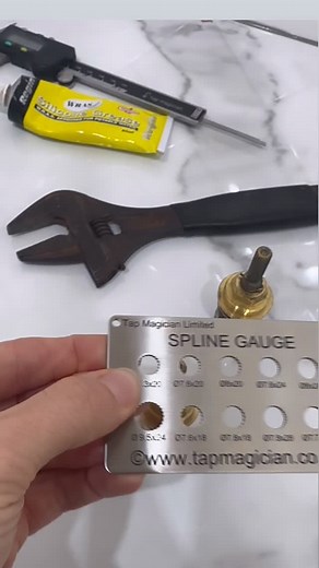 8.4K views · 16 reactions | Our Spline Gauge identifies the spline size (not just a code) so you know the size spline you actually need to order. Our Mk2 spline gauge now has a wide 24 spline and 32 spline holes. #plumbing #tapcartridge #tap #plumbers #splines #tapvalve #maintenance #femaleplumber #londonplumber #handyman | Tap Magician | Facebook
