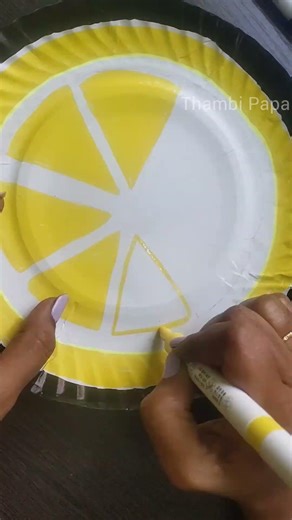 Easy Lemon Drawing on Paperplate Plate / DIY Wall Hanging/ Summer Craft #paperplatecraft #ytshorts