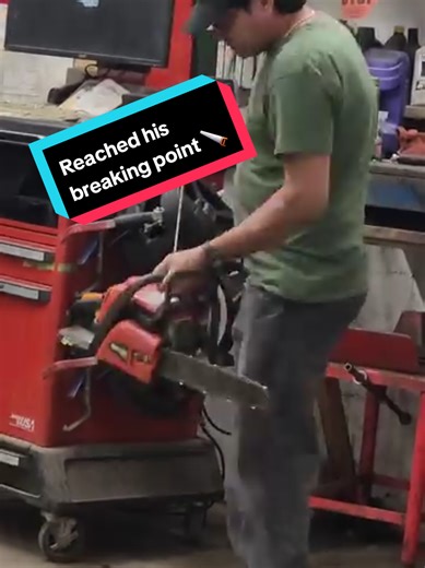 🪚🪚🪚 I think he reached his breaking point 😵‍💫🤣 Gotta do what ya gotta do to get the job done!! 💪⚙️ 💯 #mechanic #shoplife #viral #fyp #repairshop