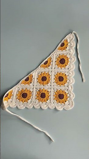 Косынка Подсолнухи из бабушкиных квадратов #вязаниекрючком #косынка #knitting #crochet #вязание