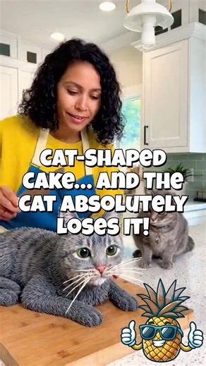 Woman Cuts Cat Shaped Cake… and Her Cat Absolutely Loses It!