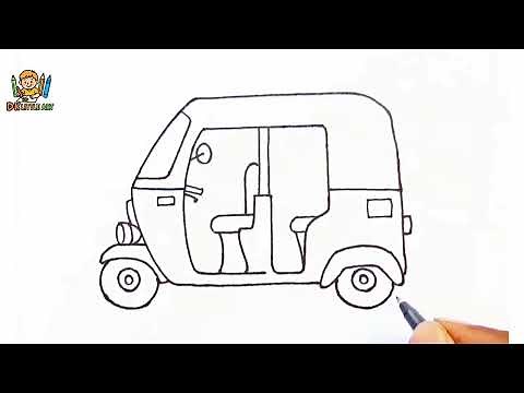 How to Draw an Auto Rickshaw | Easy Step-by-Step for Kids | Simple Tutorial