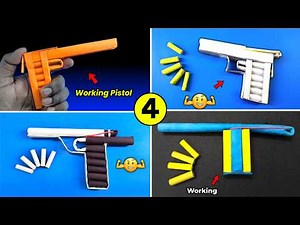 4 DIY Paper Gun Making | How to make Paper Revolver, Pistol gun easy at home