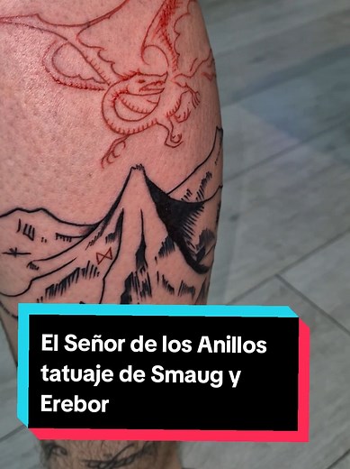 El Señor de los Anillos - tatuaje de Erebor y Smaug de El Hobbit con la talentosa @Kei Flores #lotr #esdla #elhobbit.#smaug #tolkien #tattoo #inked