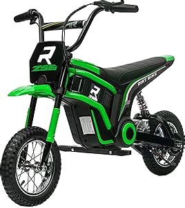 Aosom Electric Dirt Bike with Twist Grip Throttle, 24V 350W Off-Road Electric Motorcycle, Up to 15 MPH with Brake, Music Horn, Rear Suspension for Ages 13+ Years, Green