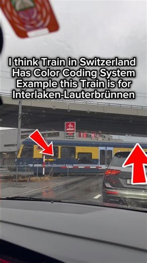 Train in Switzerland Has Color Coding System Example this Train is forInterlaken-Lauterbrünnen