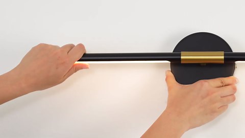 24 Inch Battery Operated Wall Sconce Set of 2, Dimmable Battery Sconces with Remote Control, 8000 mAh Rechargeable Sconces, 350° Rotate Modern LED Lights for Bedroom, Living Room, Black Gold