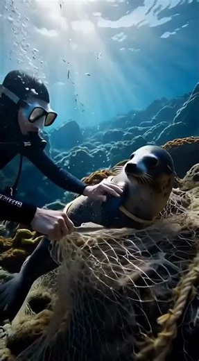 Incredible Underwater Rescue: Diver Saves Stranded Seal