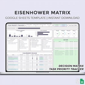 Eisenhower Matrix - Task Priority Tracker - Decision Matrix - Urgent / Important - to Do List - Google Sheets Template - Instant Download - Etsy