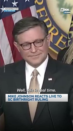Speaker Mike Johnson’s awkward real-time reaction to Trump's crushing Supreme Court loss