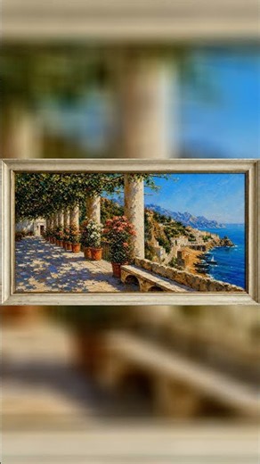 Relaxing Mediterranean Coastal Scene | 4K Static Ambience for TV Screen