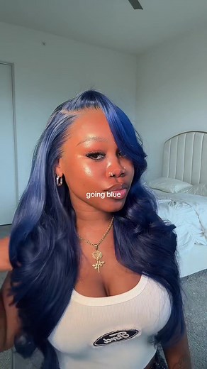 Blue Body Wave Wig - 30 Inch Lace Wig for Dark Skin Girls