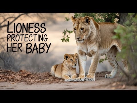Lioness Protects Her Tiny Cub