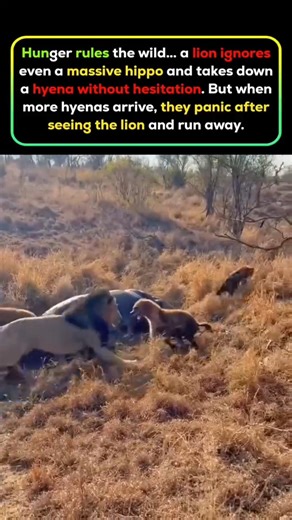 Lion vs Hyena: Fearless King Ignores Massive Hippo & Dominates the Wild 🦁🔥 #shorts #animals