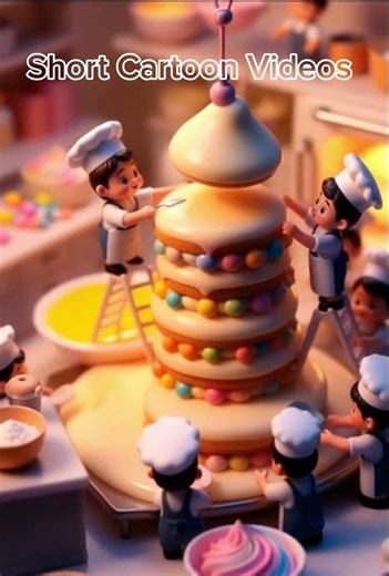 “Miniature Workers Build a Giant Seven-Story Cake | Short Cartoon Video” #eggcake