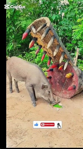Giant Wild Boar Trap Made of Wood! 🐗🔥 #shorts #wildlife..