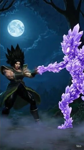 Monoka and female alien crystal creature in a beam struggle.