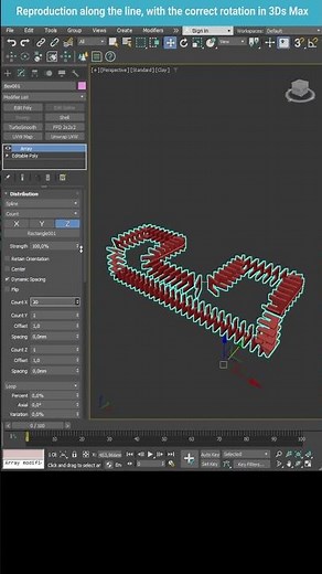Precise Object Duplication Along a Path with Array in 3ds Max #shorts #3dsmax #array