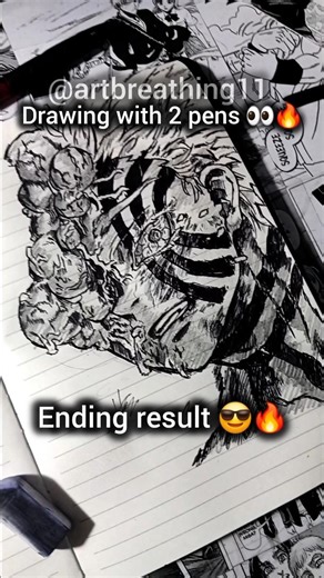 drawing akaza with just 2 pens 😳👀🔥 #akaza #demon slayer