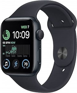 Apple Watch SE (2nd Gen) [GPS 44mm] Smart Watch w/Midnight Aluminum Case & Midnight Sport Band - S/M. Fitness & Sleep Tracker, Crash Detection, Heart Rate Monitor, Retina Display, Water Resistant