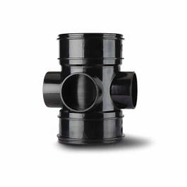 Polypipe SWE60B | 110Mm Double Socket Boss Pipe (3 Boss) In Black