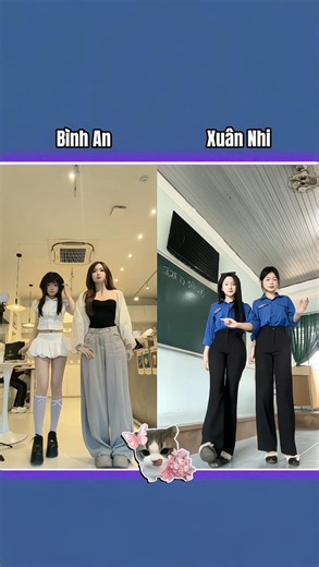 Binh An vs. Xuan Nhi 1-step forward 2-steps back dance trend #trending #viralvideo #dance #music