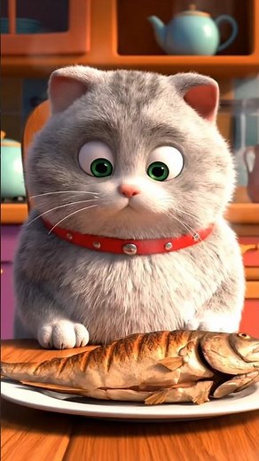 “The cat ate the hot fish and burned her mouth, crying ‘Ooo!’”#shortstory #youtubeshorts