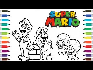 Super Mario Coloring Book Page | Mario, Luigi, Red & Blue Toad