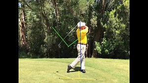 In this driver from the front I demonstrate how the act of throwing the club head at the ball creates a lag angle and provides effortless power. | Peter Croker