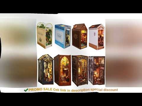 DIY Book Nook Kit Miniature Doll House With LED Light 3D Puzzle Model Building Wooden Bookshelf Book