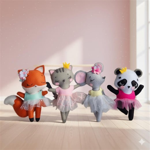Felt Animal Ballerinas Pattern – Mouse, Fox, Cat & Panda PDF Sewing Tutorial - Etsy UK
