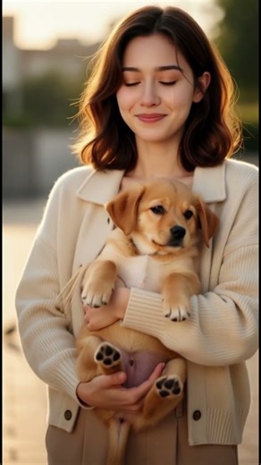 Girl and a cute puppy #cuteanimal #animalstories #shorts