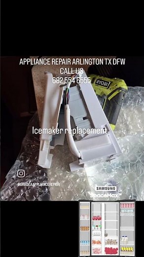 Samsung refrigerator icemaker replacement. appliance repair Arlington tx dfw
