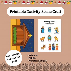 Printable Nativity Scene Craft | Cut and Assemble Christmas Manger | Kids Activity | Digital Download - Etsy UK